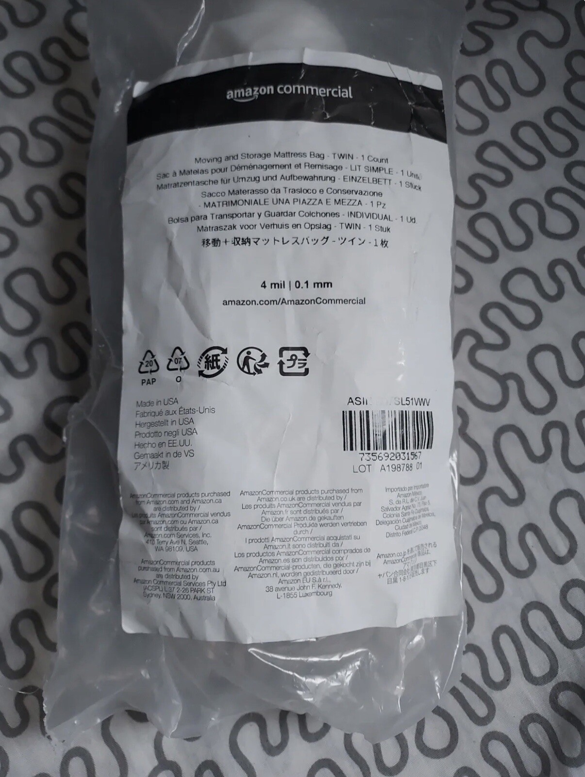 Amazon Commercial Moving and Storage Mattress Bag – TWIN