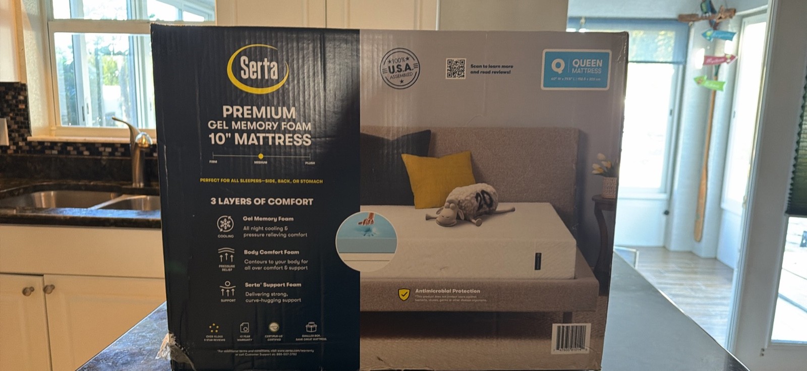 Serta 10″ Queen Medium Tight Top Cooling Gel Memory Foam Mattress – Fiberglass F