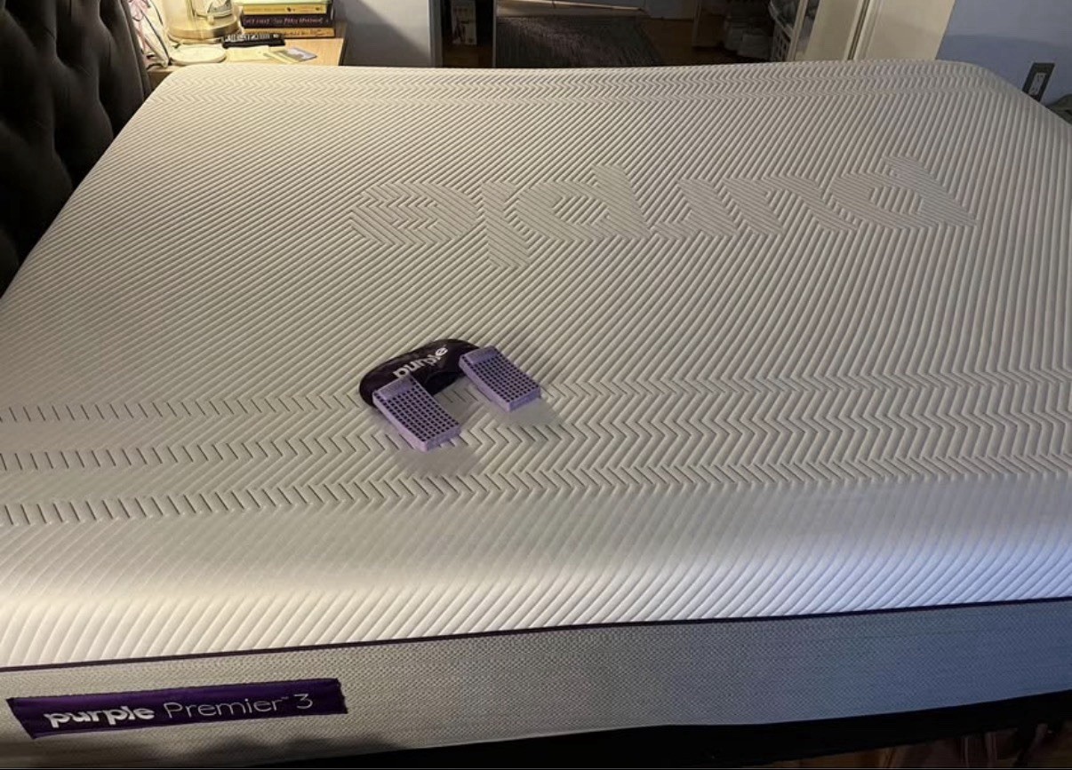 Purple Hybrid 3 Queen Mattress with Adjustable Bed frame and separate headboard
