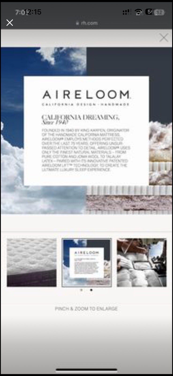 Restoration Hardware AIRELOOM CASCADE ADAPT MEMORY FOAM PLUSH MATTRESS