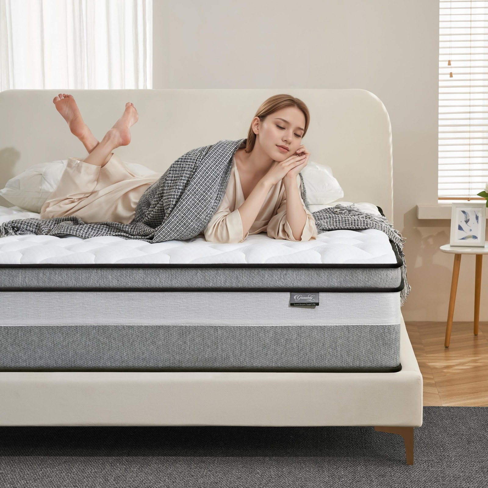 14″ King Size Mattress – Medium Firm Cooling Gel Memory Foam & Pocket Coils, Pre