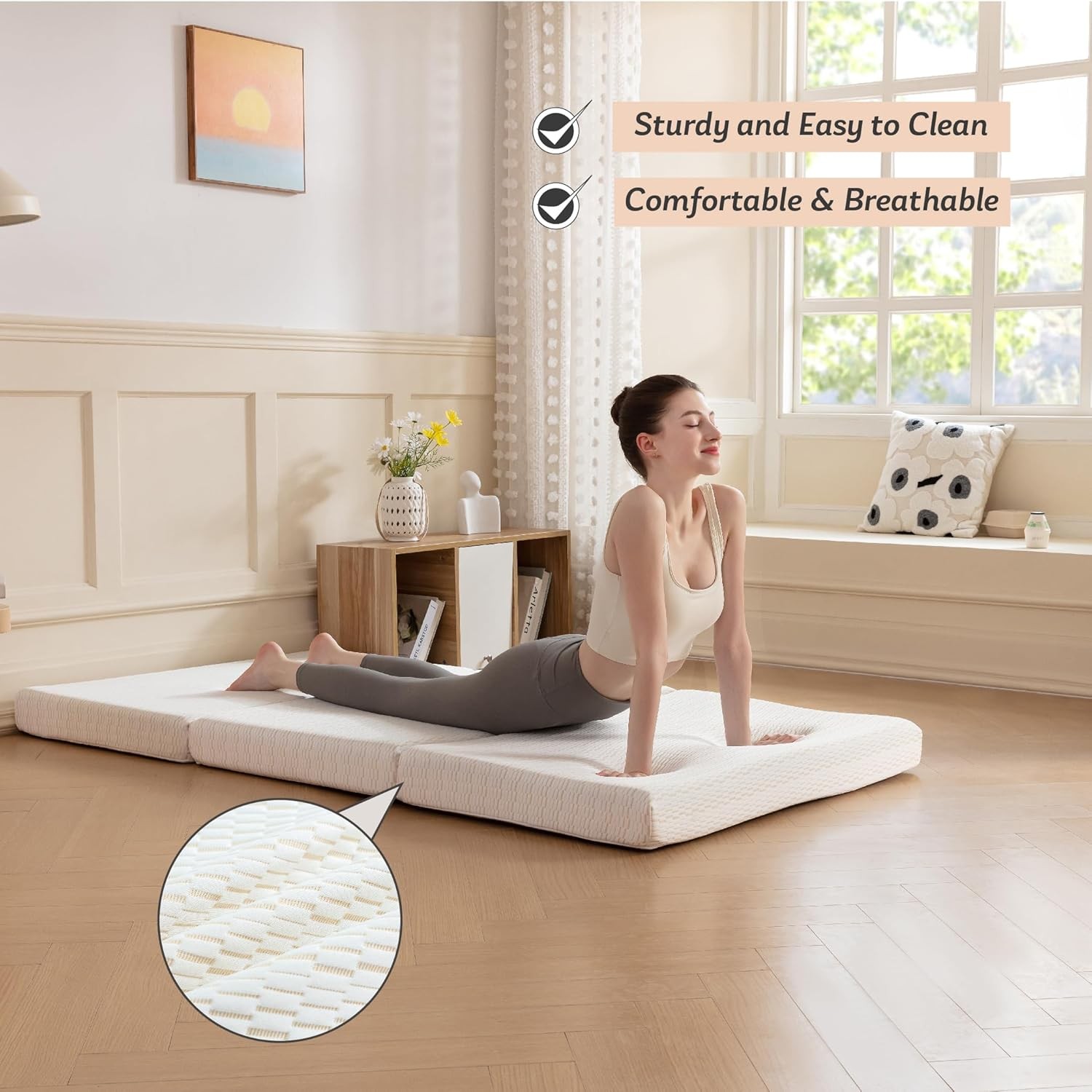 Folding Mattress, 3 inch Twin XL Tri-fold Memory Foam Mattress Foldable Mattress