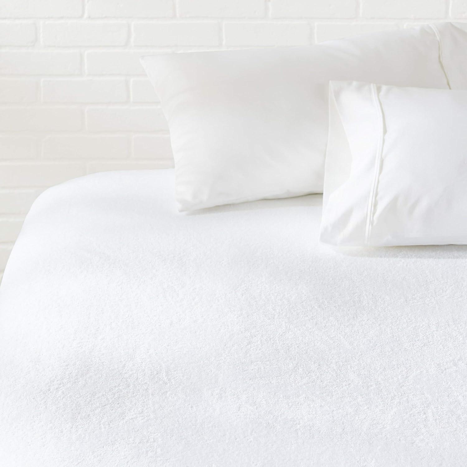 Amazon Basics Waterproof 18 inch Mattress Protector Queen Size, Queen, White