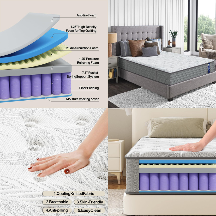 FULL Memory Foam Hybrid Bed Mattress Box Comfortable NO BACK PAIN Relief 12 inch