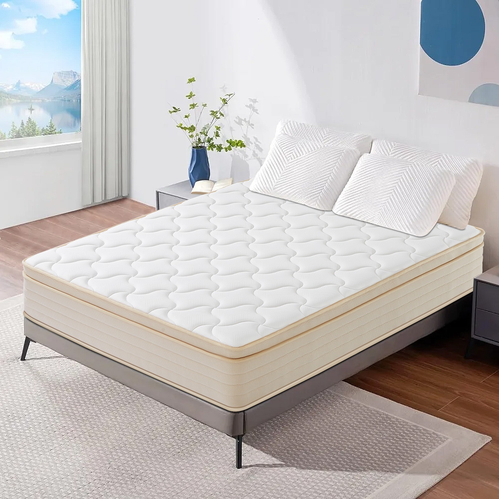 10″12″ Gel Memory Foam Hybrid Spring Mattress in a Box Twin Full Queen King Size