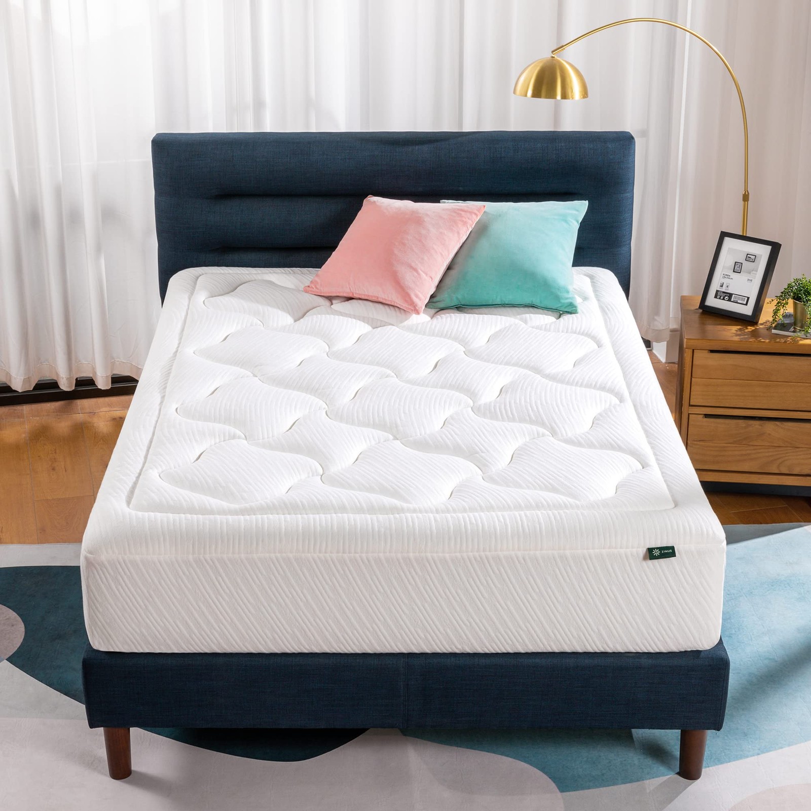 Memory Foam Mattress Queen 12 Inch Cloud Zinus AZ-CMM-1200Q White Fiberglass