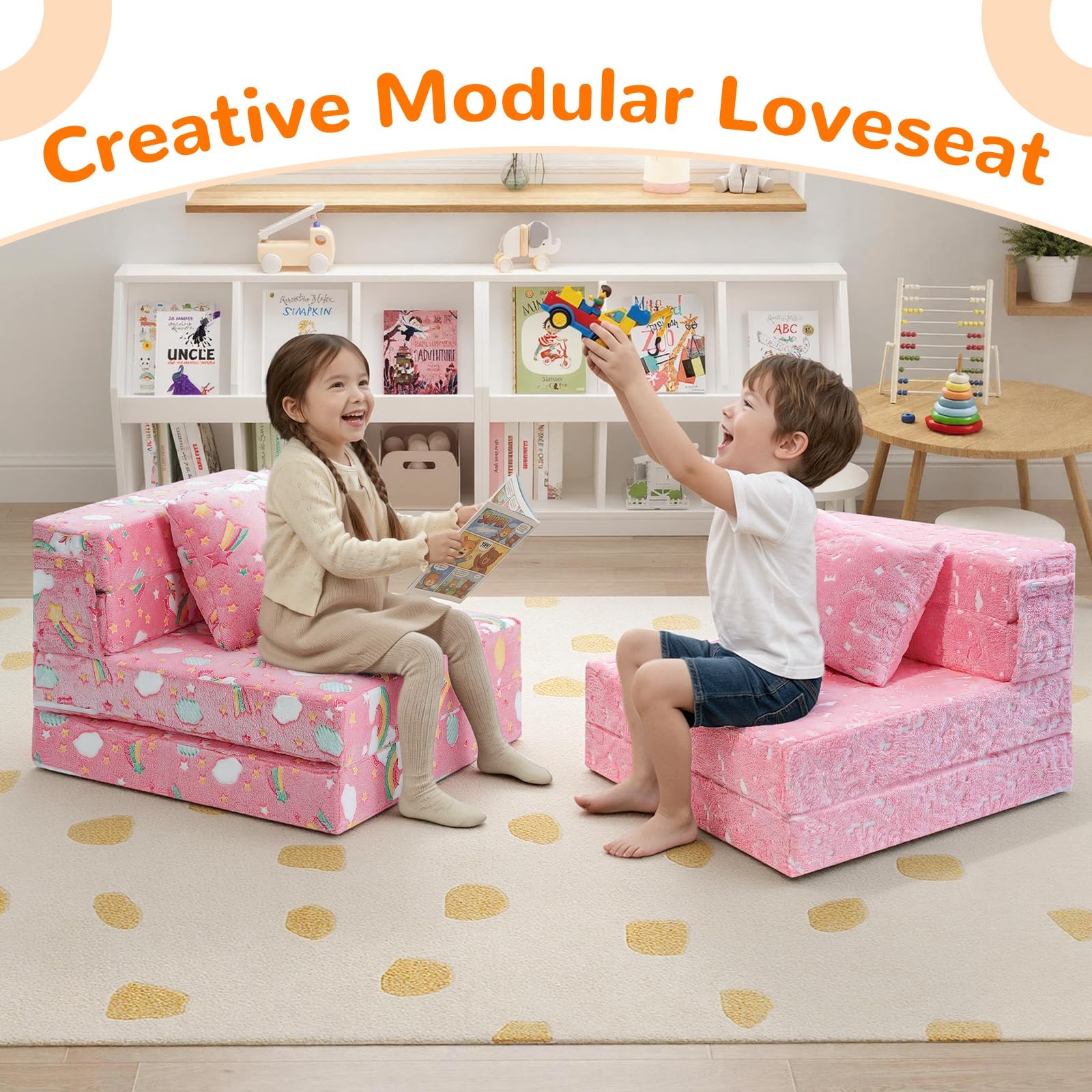 Glow Tri-fold Sofa Bed for , Folding Futon Mattress and Chair, Foldable Floor…