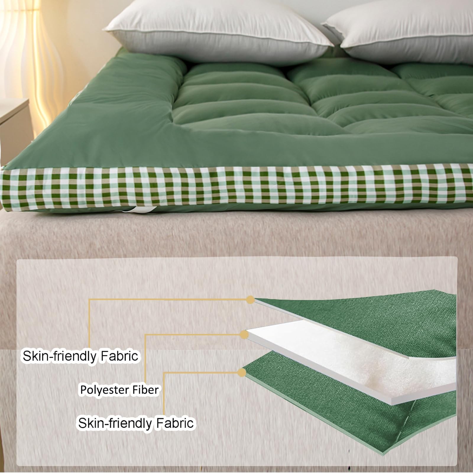 Thick Mattress Topper Twin Size – Non-Slip Mattress Pad Cover for Back Pain B…
