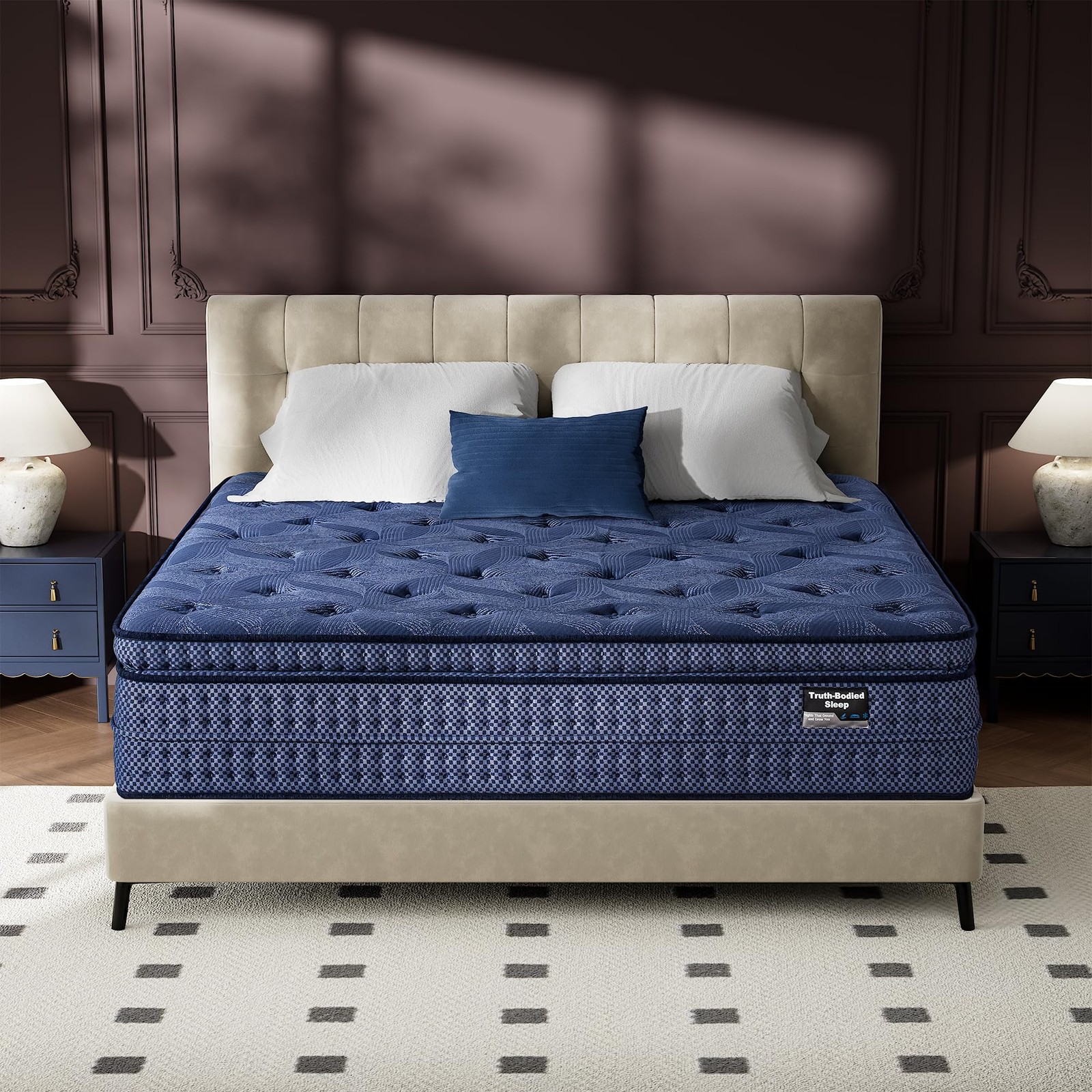 SURLUNKEYS King Mattress Medium Plush – 14 Inch Memory Foam Hybrid Mattress S…