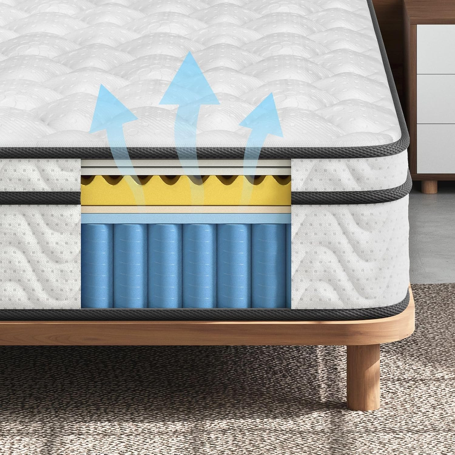 Vesgantti Twin Mattress 10 Inch, Fiberglass-Free | Cool Sleep Hybrid Single Matt