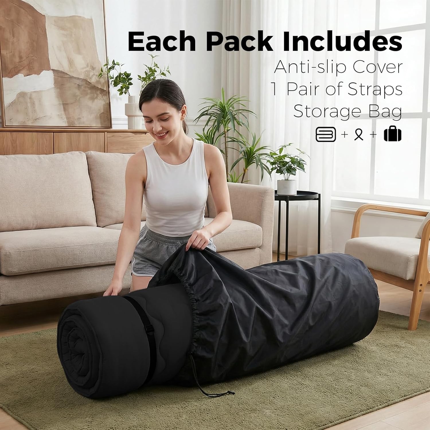 Japanese Floor Mattress, Foldable Floor Mattress with Anti-Slip