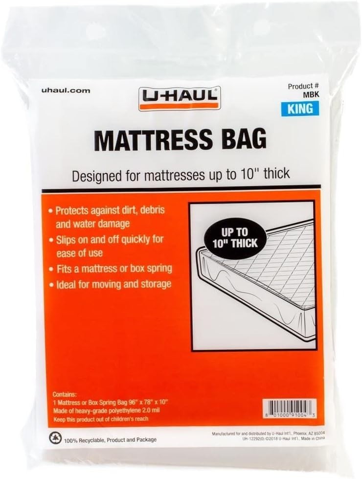 Reusable King Mattress Bag for Moving & Storage – Measures 96” x 78” x 10”