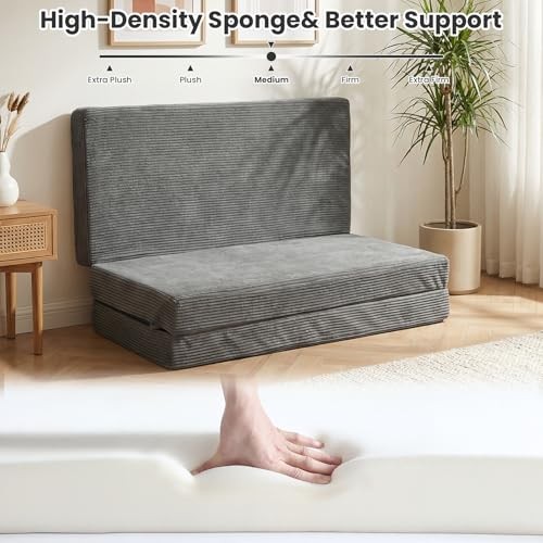 Erament Folding Mattress Size, Trifold Mattress 6 inch Foldable Queen Grey