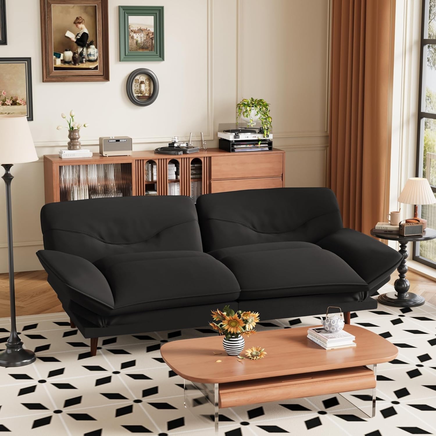 Convertible Futon Sofa Bed, Sleeper Futon Couch with Adjustable