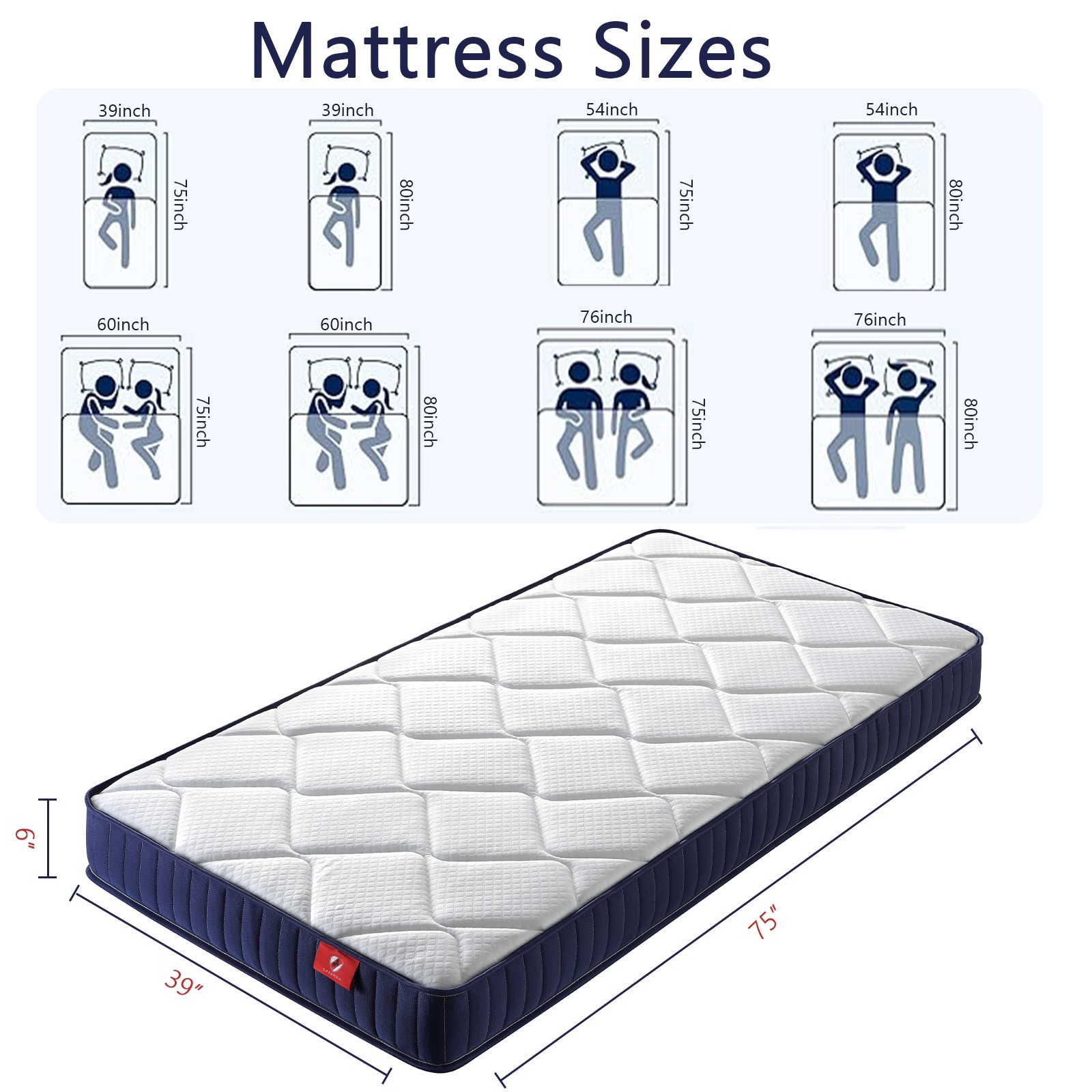 6″ Twin Hybrid Mattress – Motion Isolation, Pressure Relief, Medium Soft