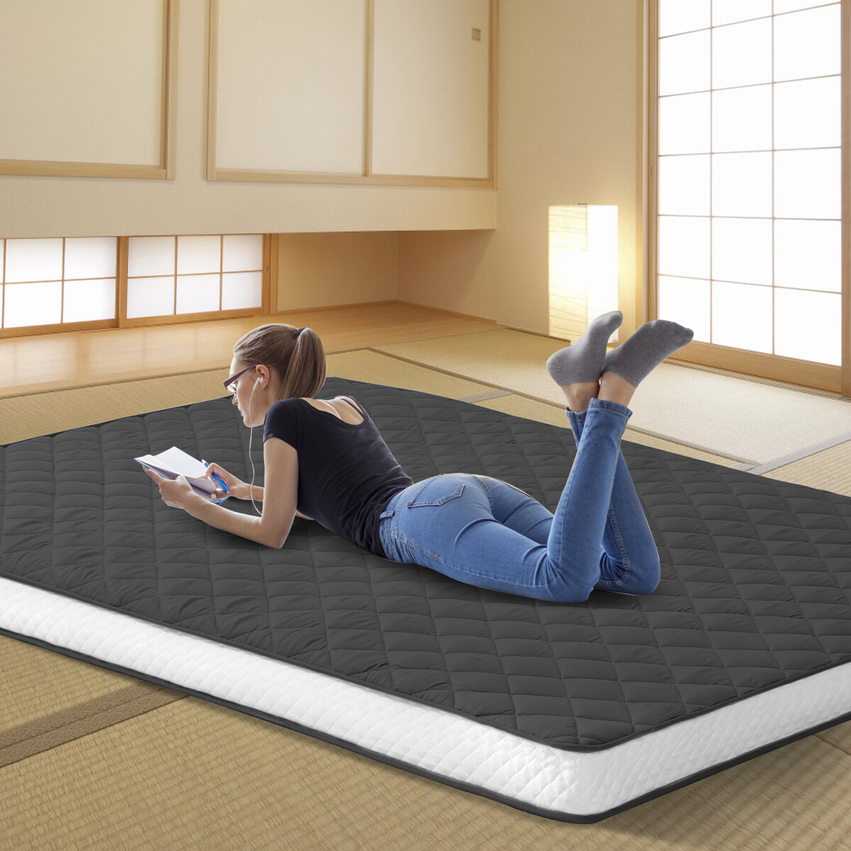 Japanese Floor Mattress Futon Mattress Foldable Mattress Roll Up Tatami 3 Sizes