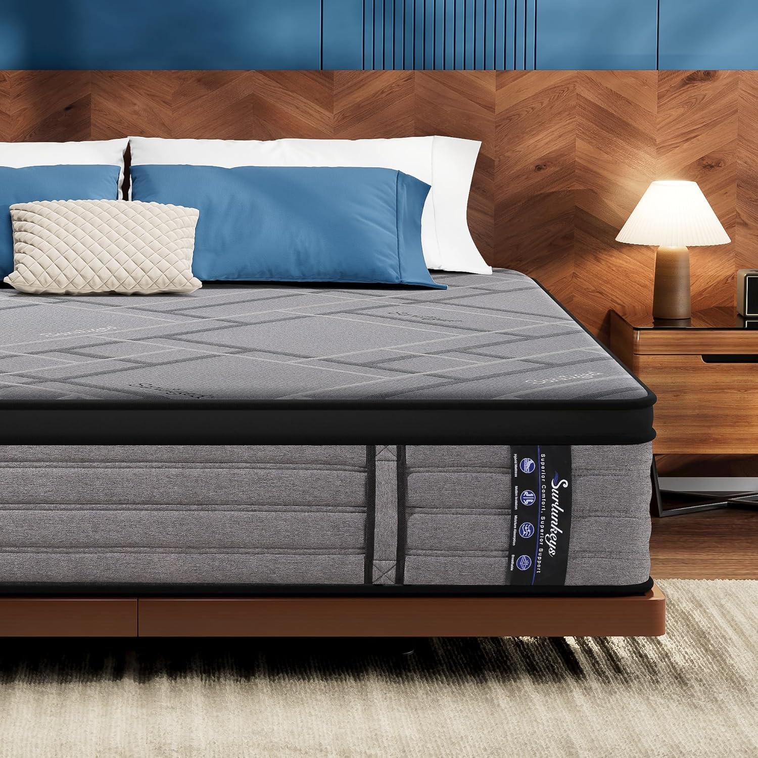 14″ Medium Firm Hybrid Queen Mattress – Gel Memory Foam & Pocket Coils