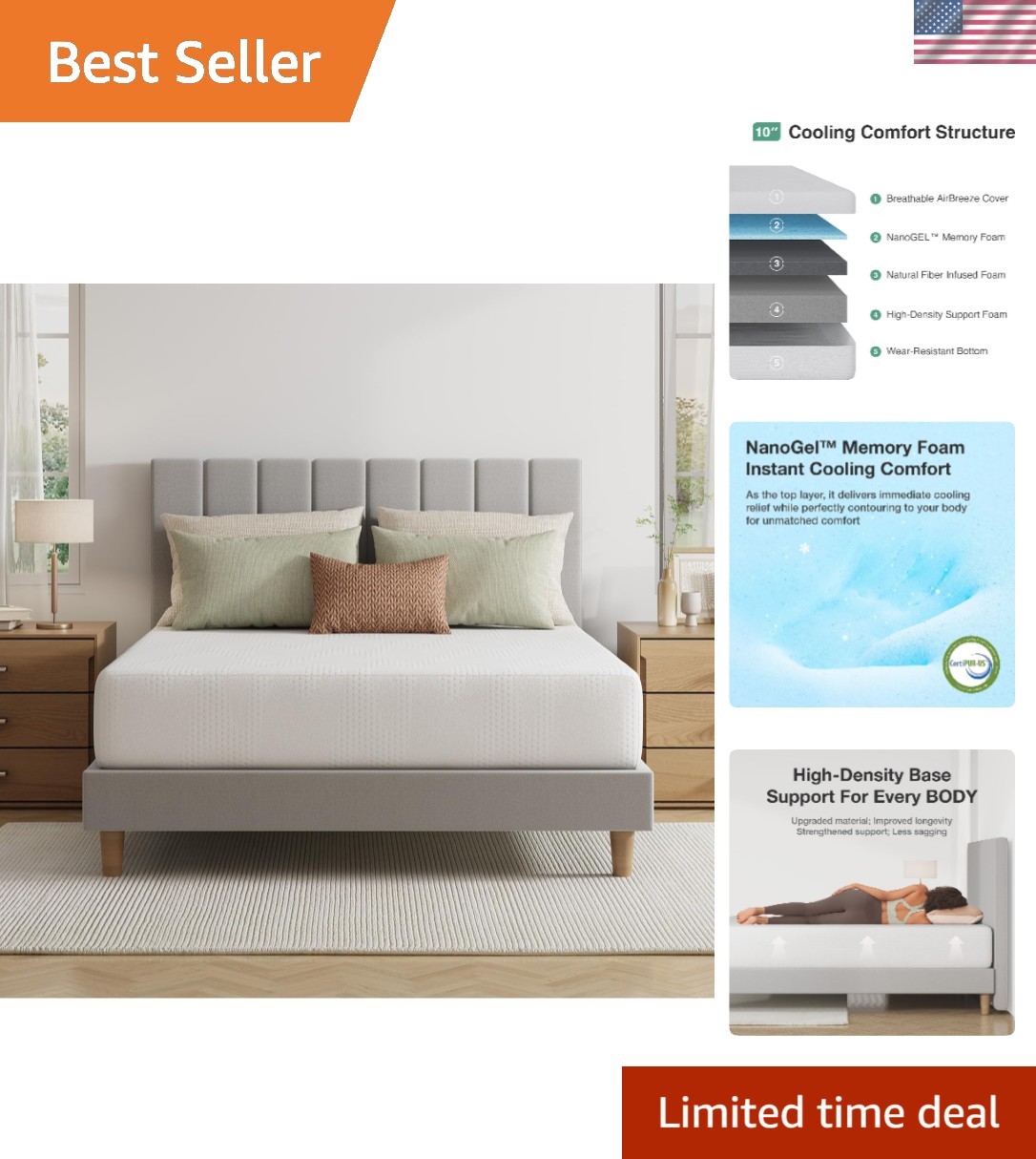 Queen Mattress, 10 Inch Queen Size Memory Foam Mattress in a Box, Gel Memory …