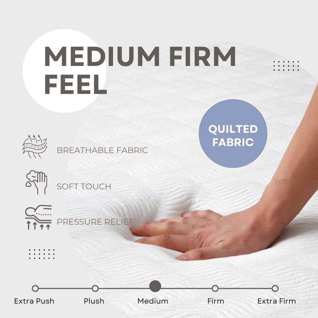 L’Baiet 10″ Bed in a Box Gel Medium Firm Memory Foam King Size Mattress in White