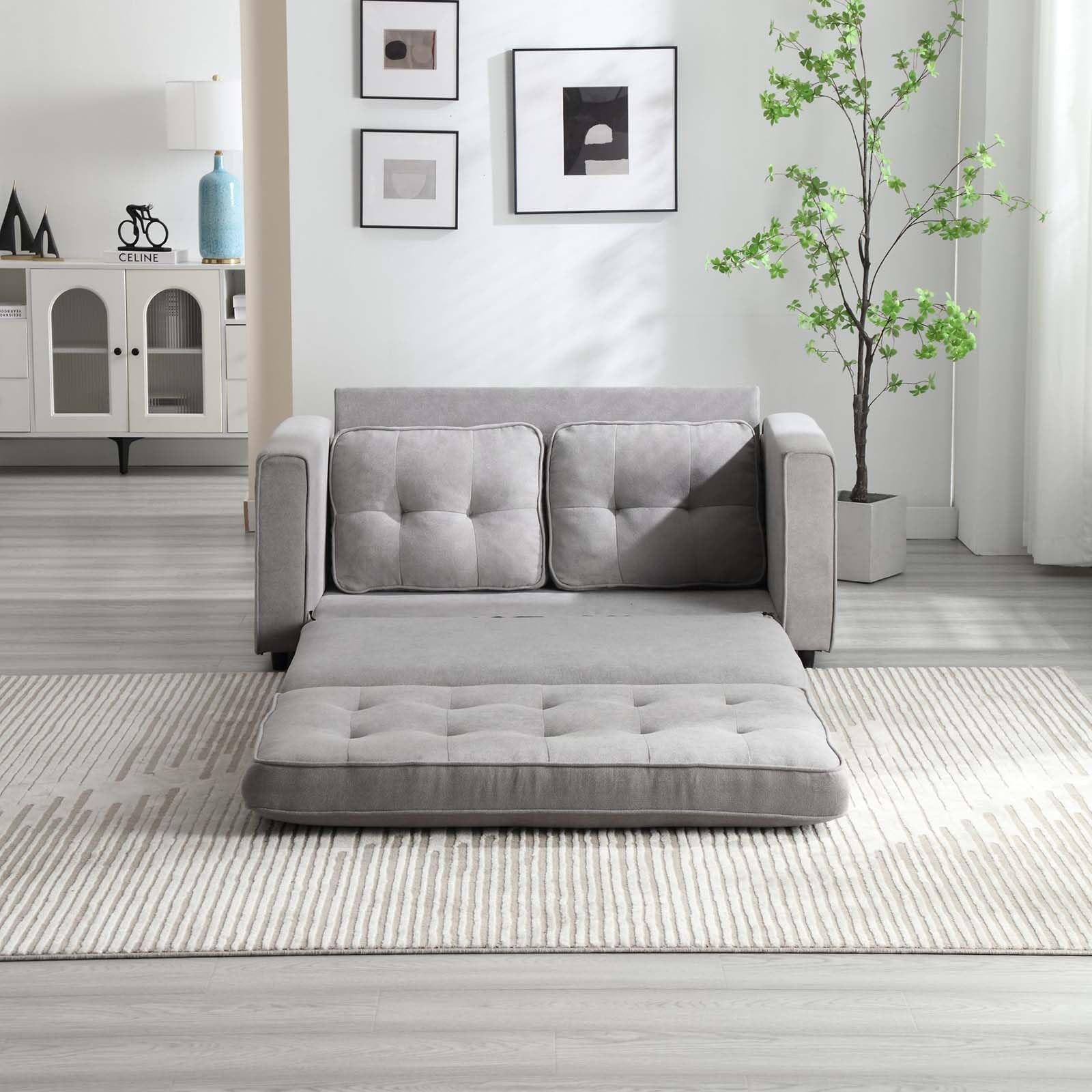 MWrouqfur Folding Futon Sleeper Sofa with Pull Out Couch Bed,Modern Grey