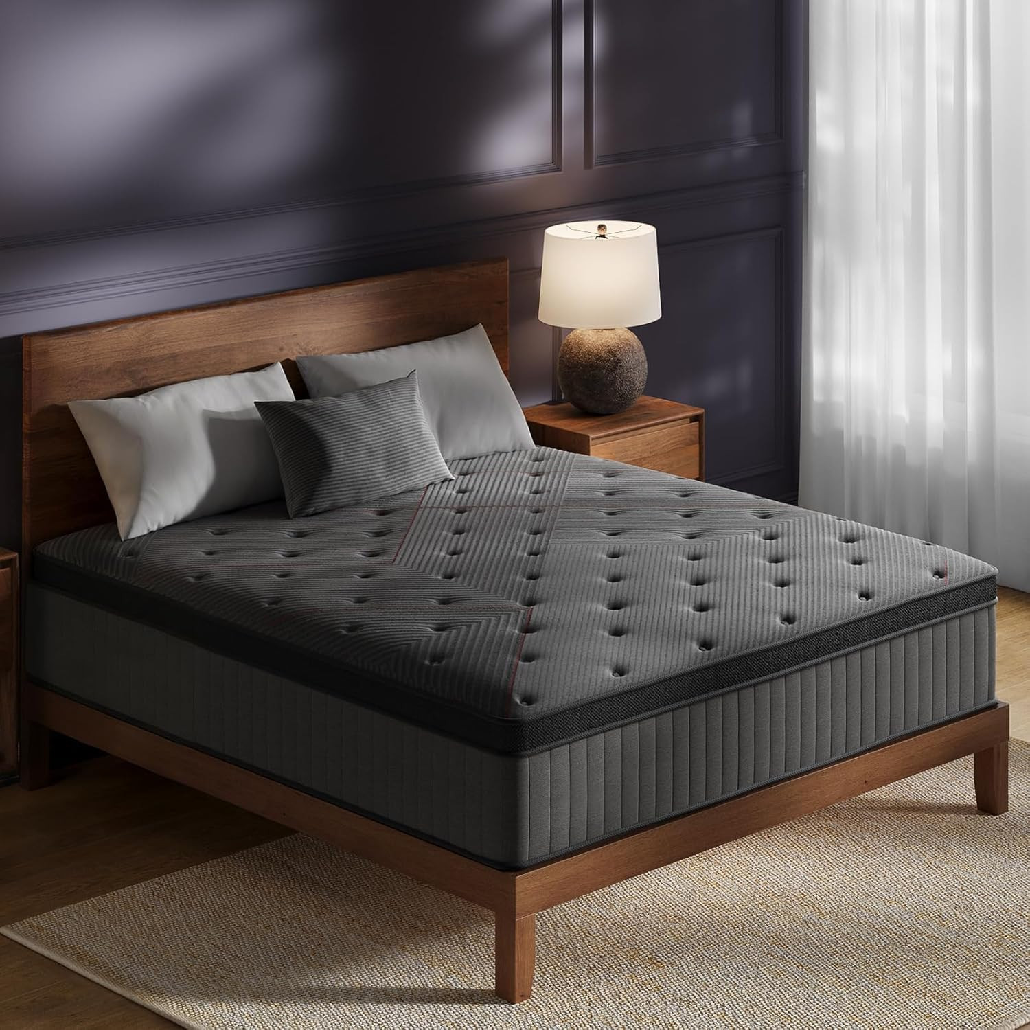 Aura Queen 12″ Hybrid Mattress – Medium Firm Gel Foam & Pocket Coils