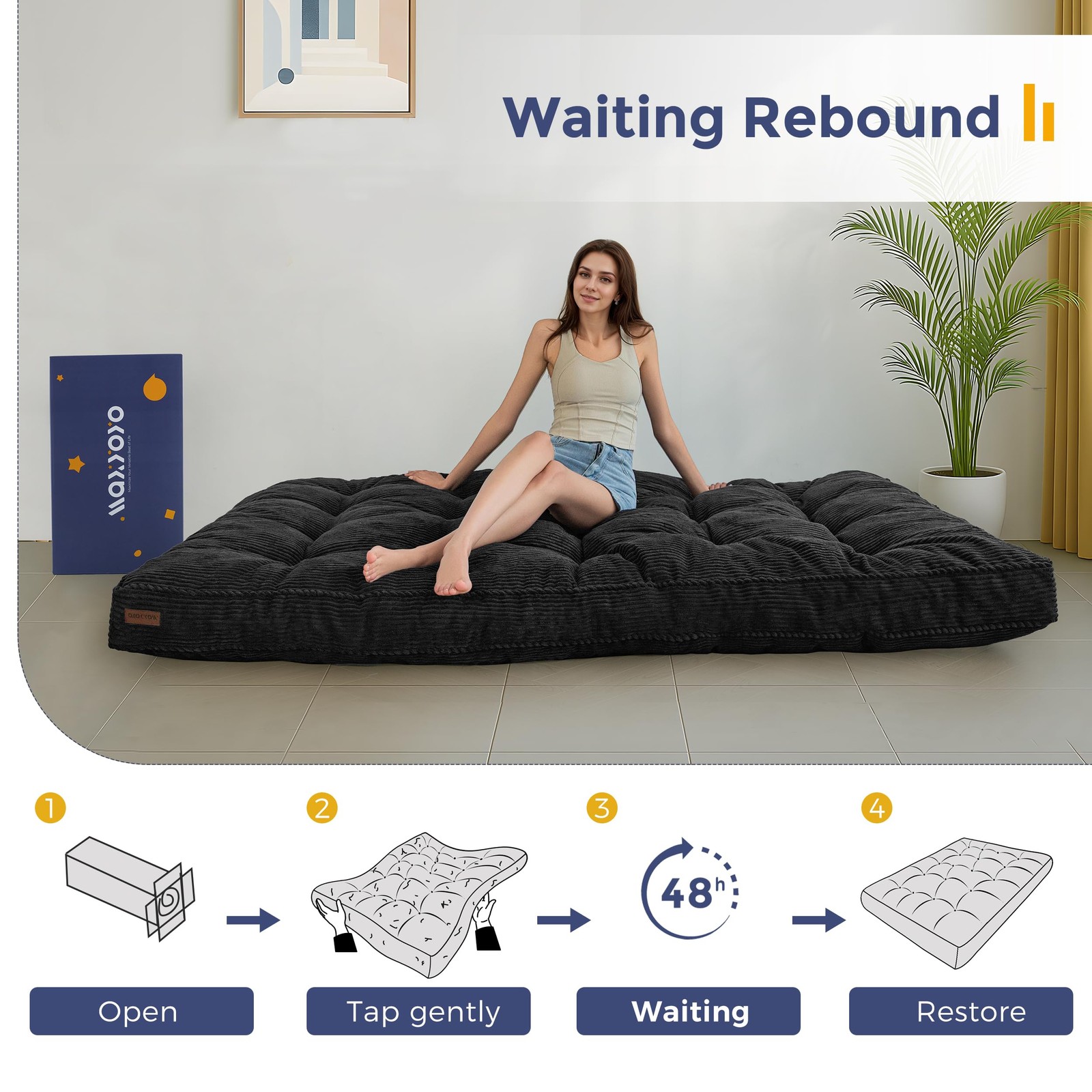 Colchon Futon De Tamano Completo Con Relleno De Espuma Y Diseno De Lujo