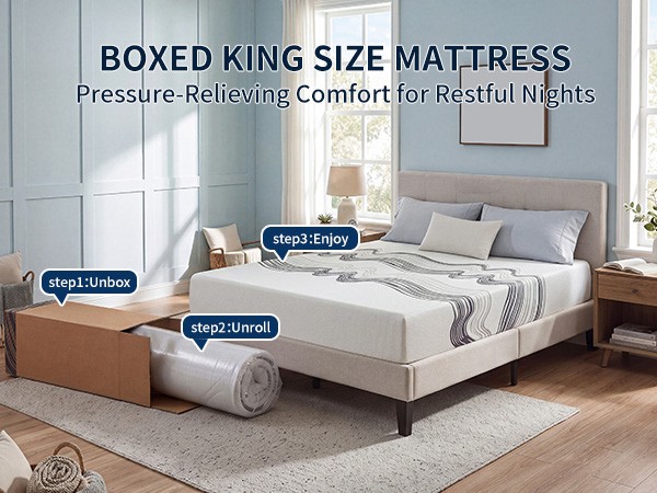 King Size Memory Foam Mattress 12 Inch for Cooling Night Sleep Comfort Support