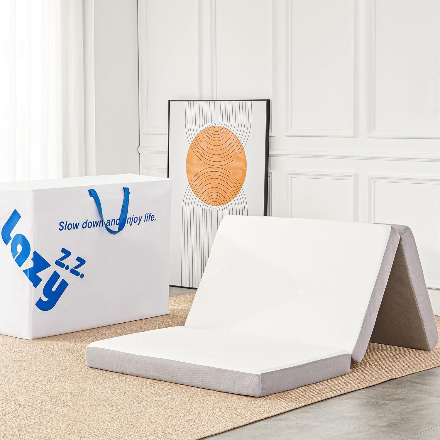 Folding Mattress 4 Inch Memory Foam Tri-fold W/ Breathable Bamboo Fiber Fabric