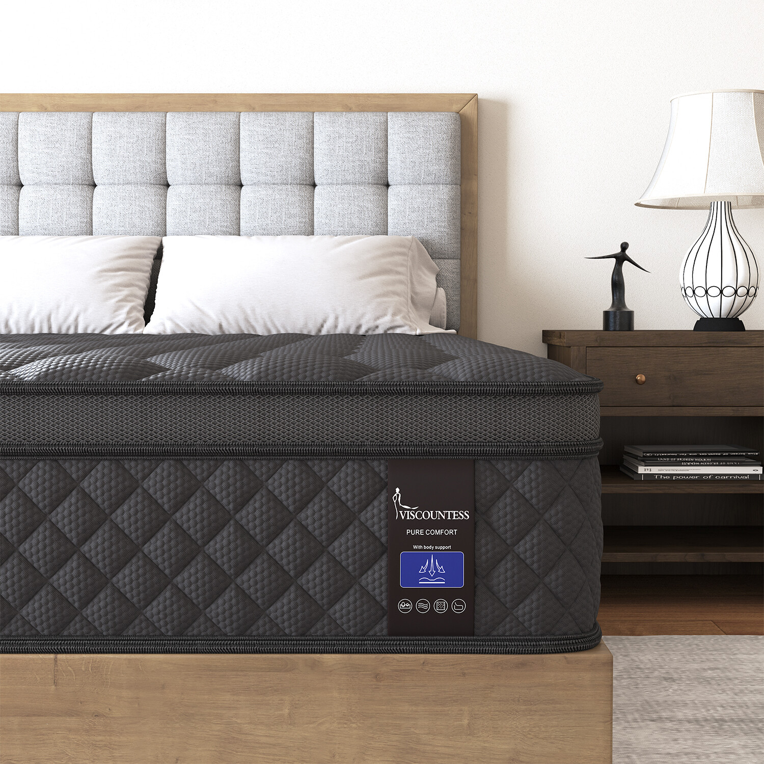 10″ 12″ 14″ Gel Memory Foam Mattress Twin Full Queen King Hybrid Spring In A Box