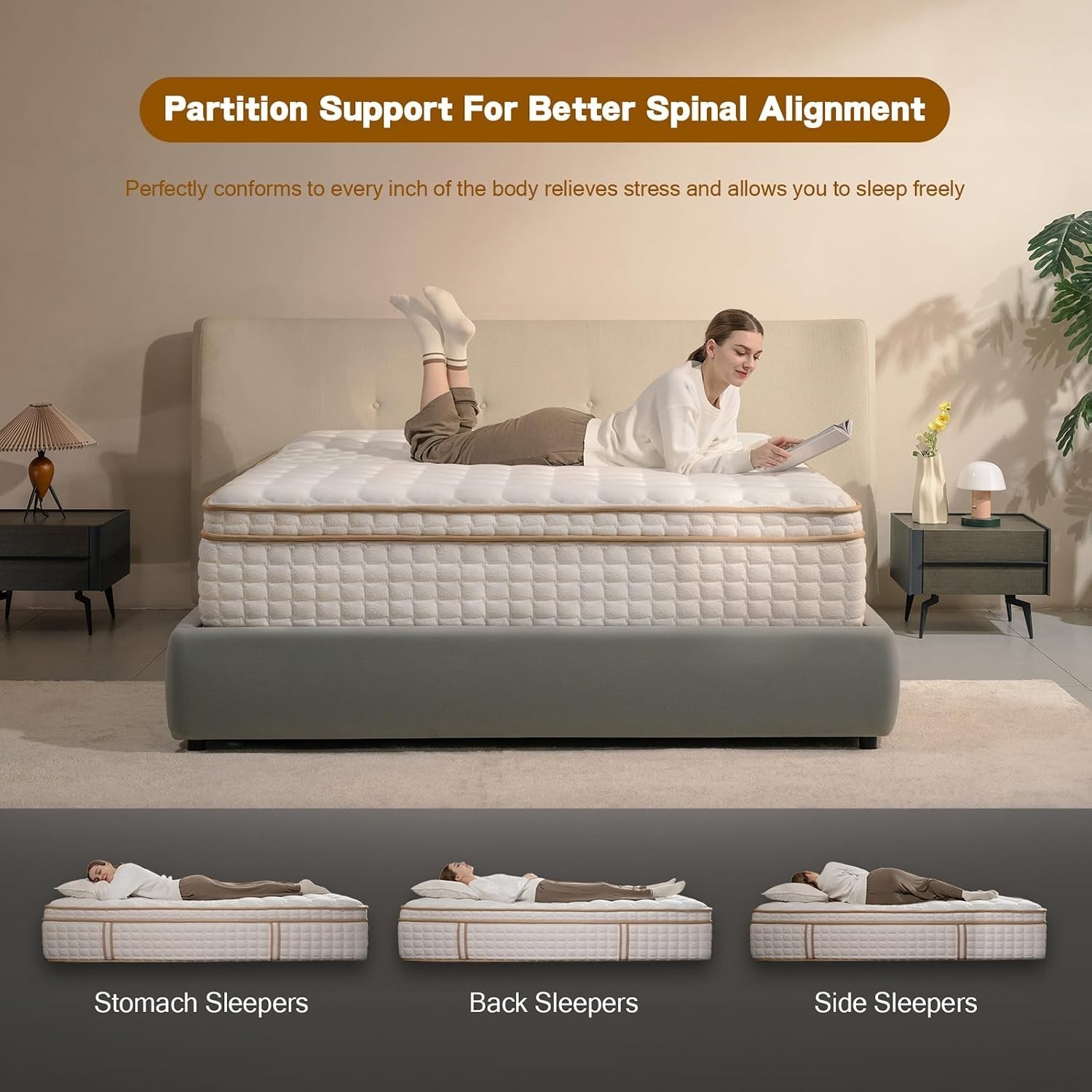 Queen Mattress,12 Inch Queen Size Mattresses in a Box,Medium Firm Queen Hybri…