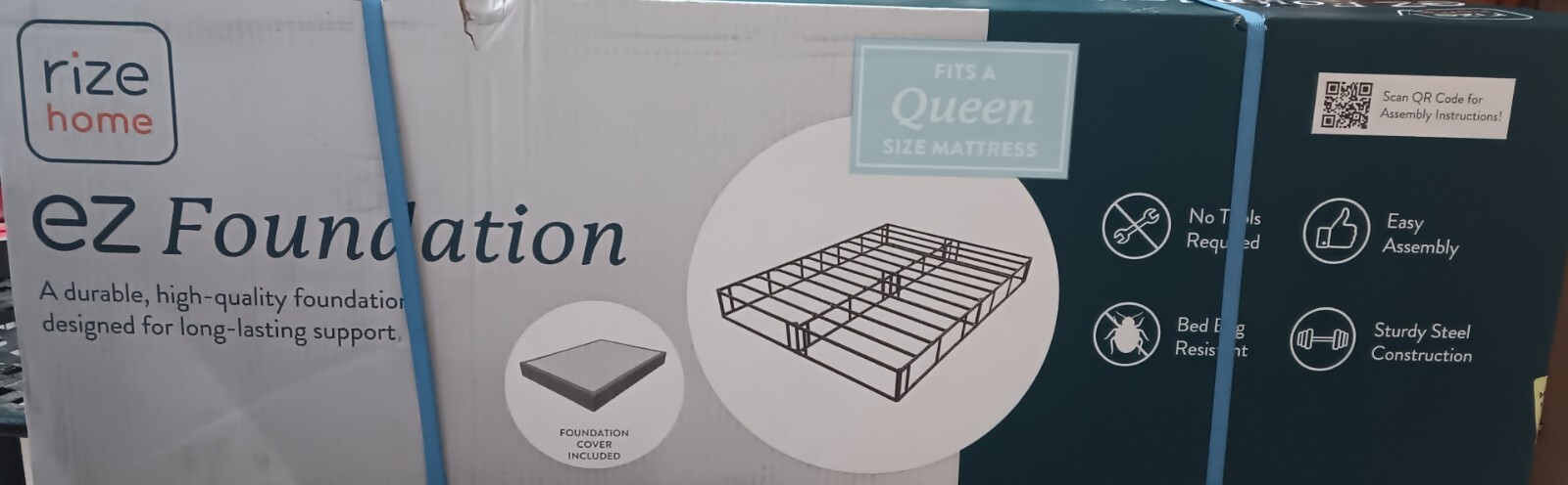 Heavy Duty Box Spring Queen Bed 9 Inch Metal Mattress Foundation Noise Free New