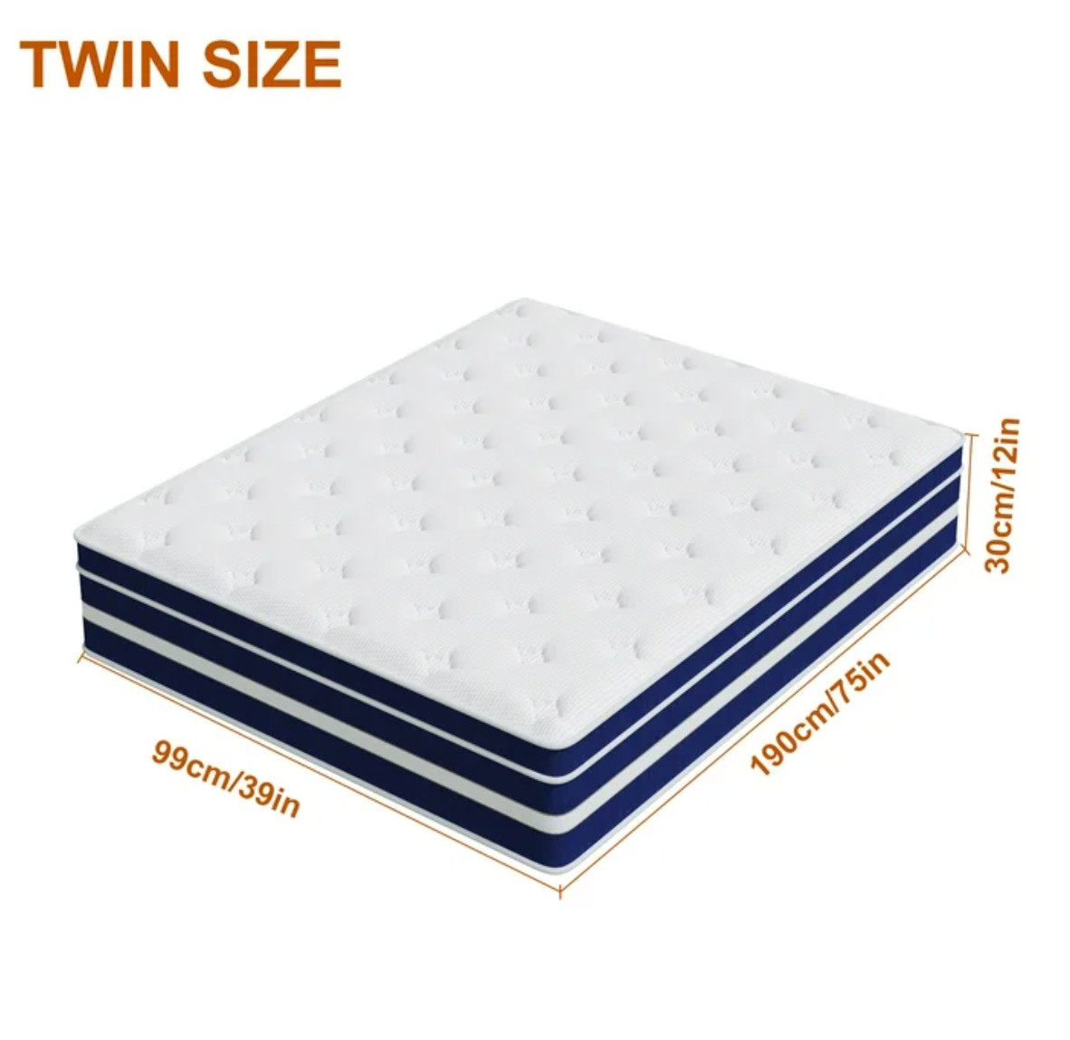 Twin 12″ Colchon Memory Foam Hibrido Cama Twin Mattress Hybrid Medium Comfort