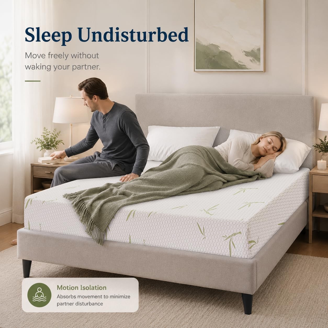 IULULU Twin Mattress 8 Inch Green Tea Gel Memory Foam Mattress Breathable Cover