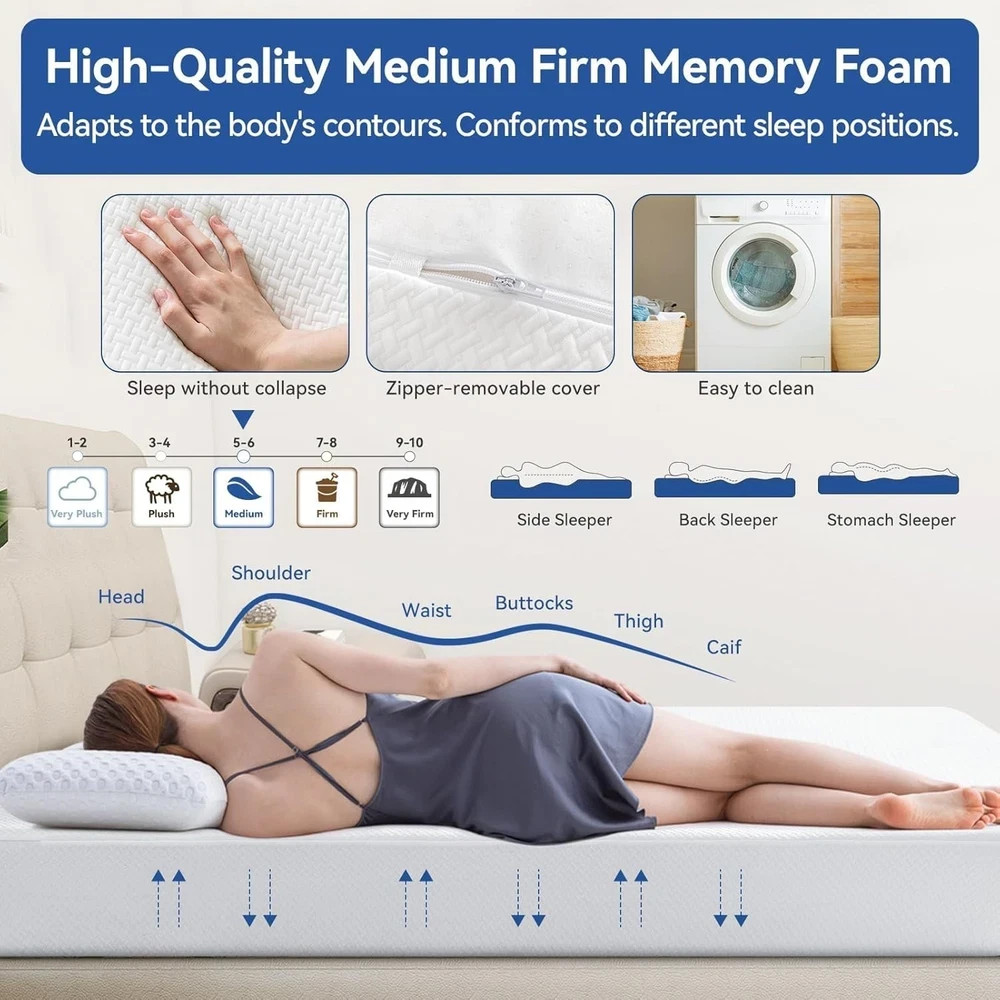 RV Mattress Short Queen 10 Inch Memory Foam Mattresses, Premium Cooling Green Te