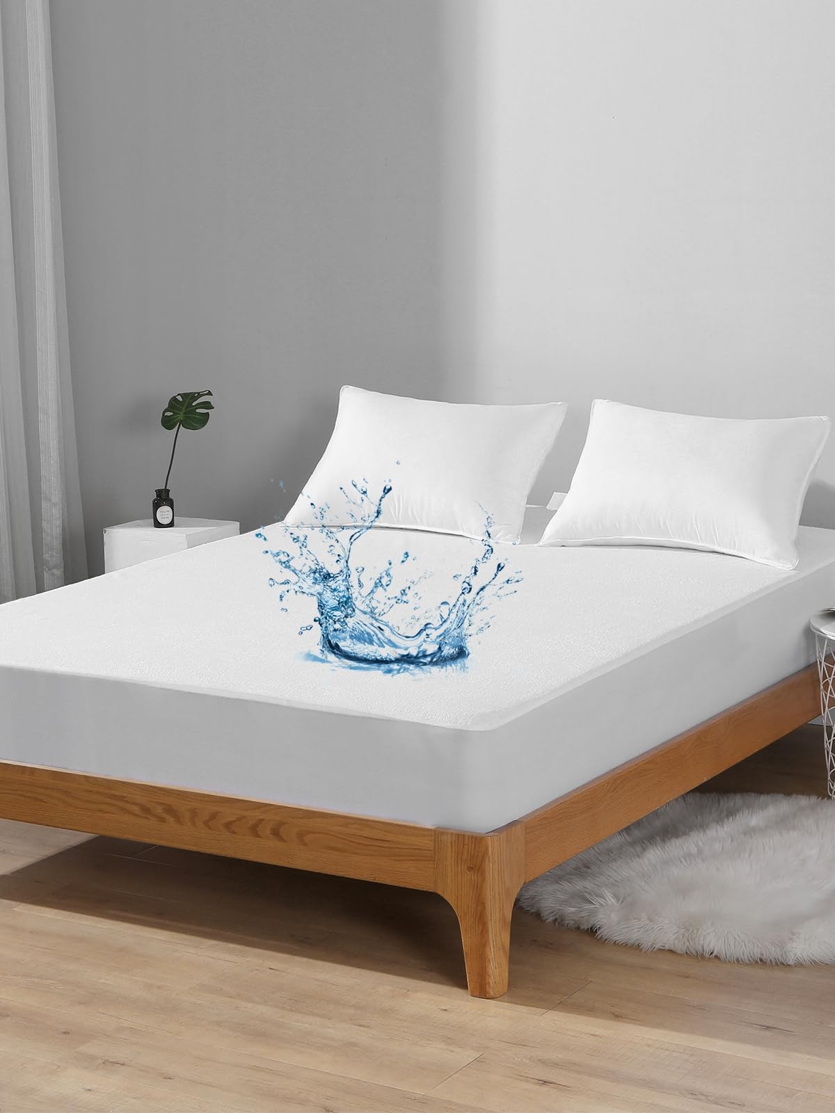 Bedecor Queen Waterproof Mattress Protector,Pee and Liquid Proof Queen, White