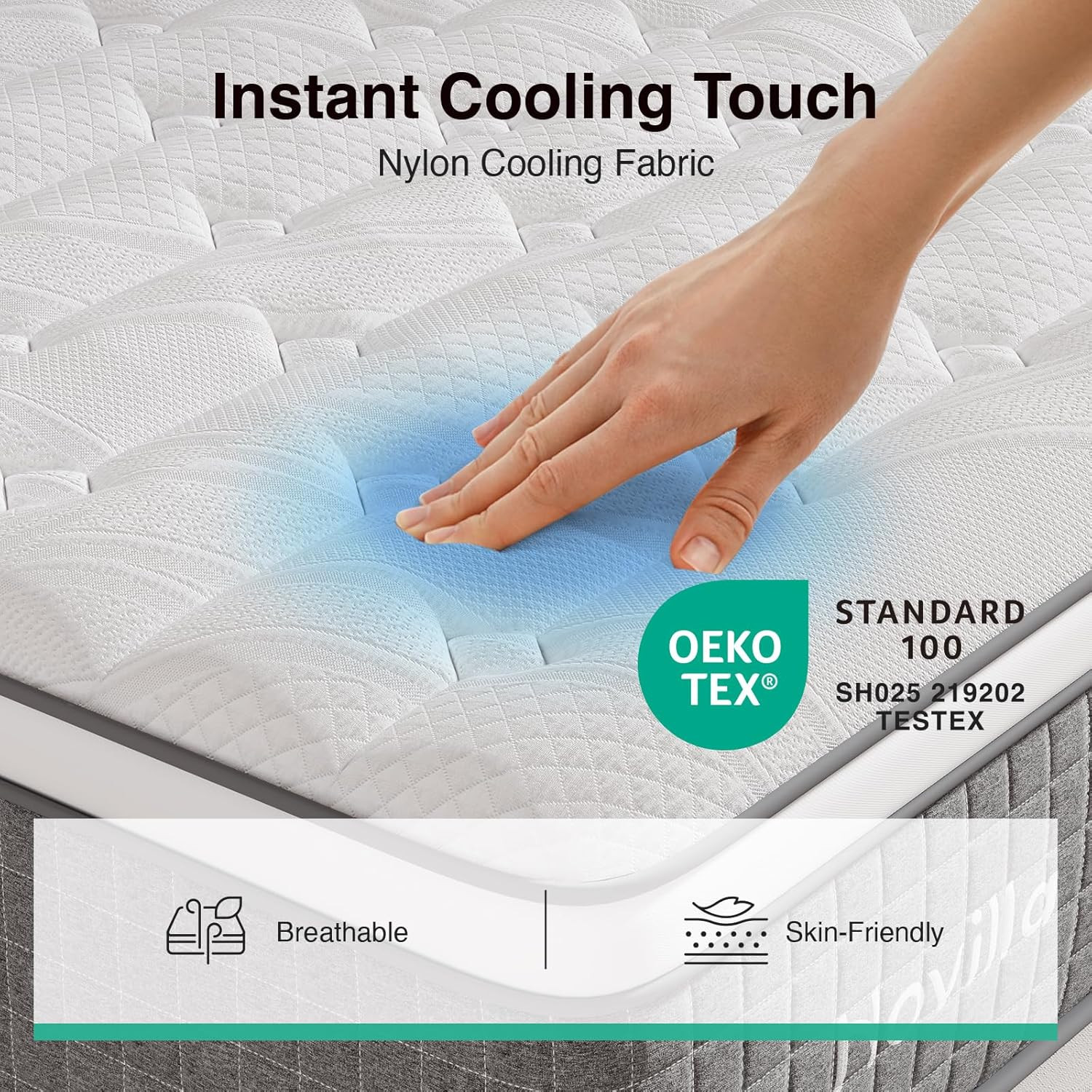 12 Inch King Mattress,Hybrid Mattress King Size with Silky Cool Fabric, Gel Memo