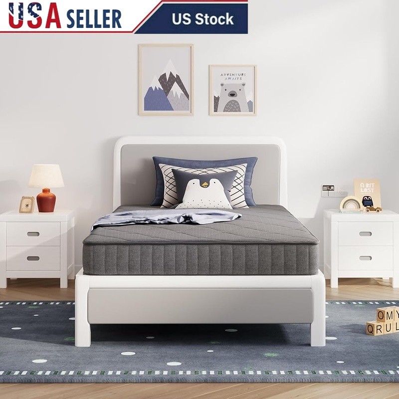 Twin Mattress Bonnell Coil Gel Memory Foam Breathable Support Spine Alignment US