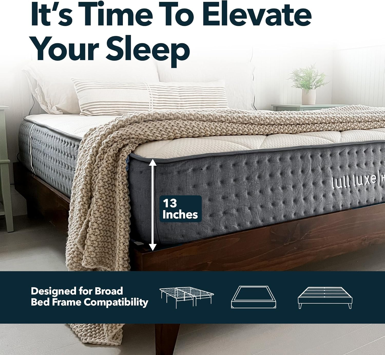 Luxe 6 Layer Queen Hybrid Mattress | 13″ Memory Foam & Springs | 365 Night Trial