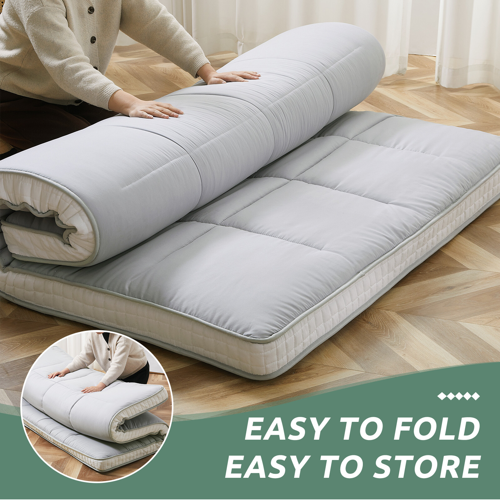 NAIZEA Floor Mattress Japanese Futon Mat Tatami Floor Cushion Twin/Full/Queen