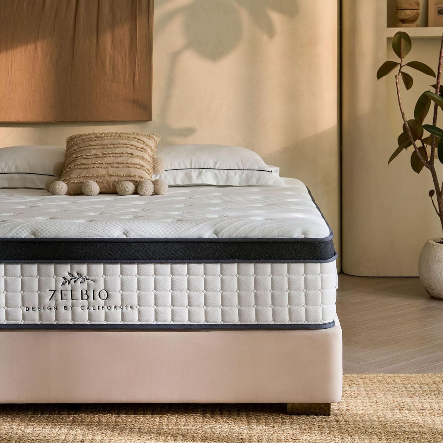 King Size, 12″ Gel Memory Foam Hybrid Mattress with Pocket Coil Support, Cooling