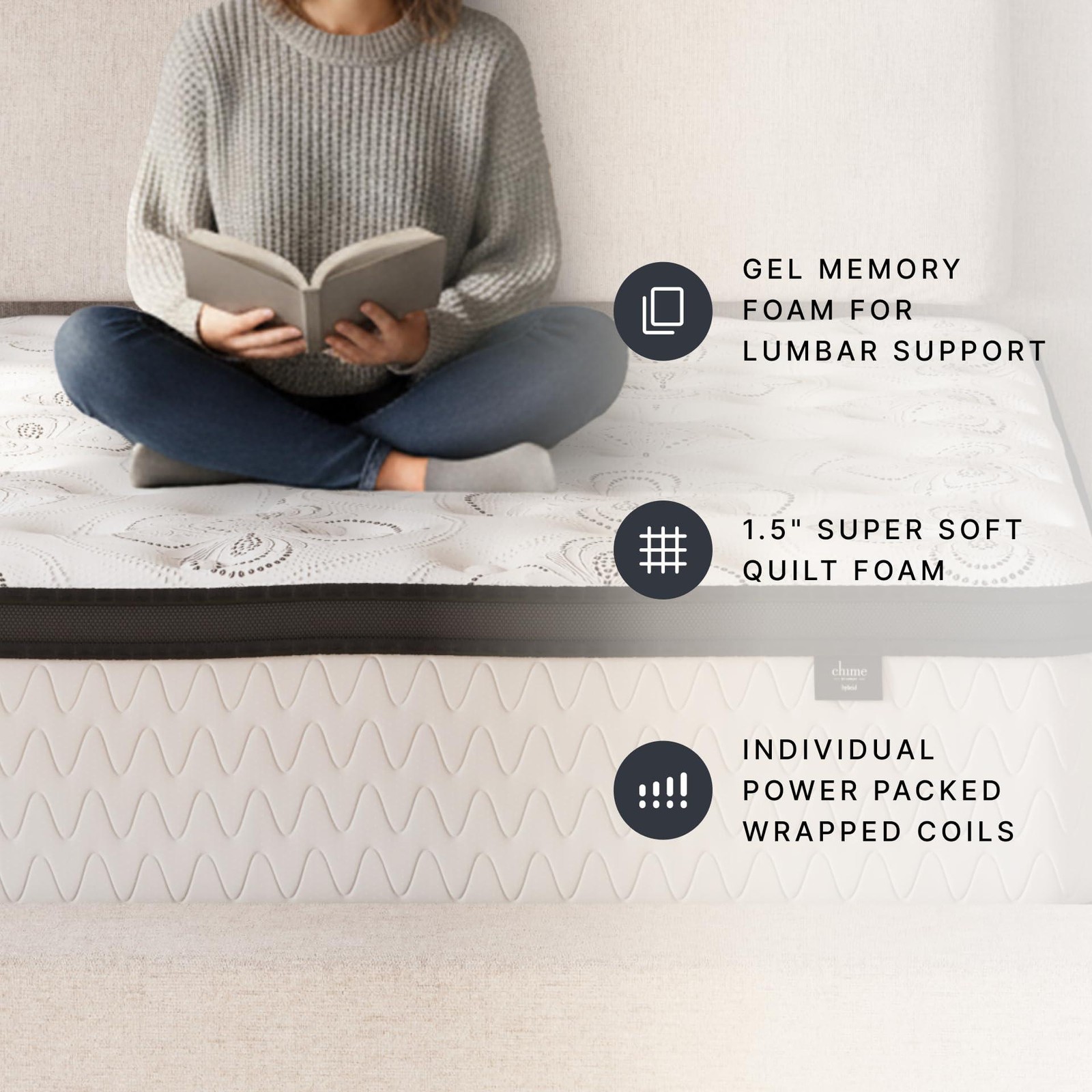 Signature Design by Ashley Chime Hybrid Queen 12″ Mattress with Gel Memory