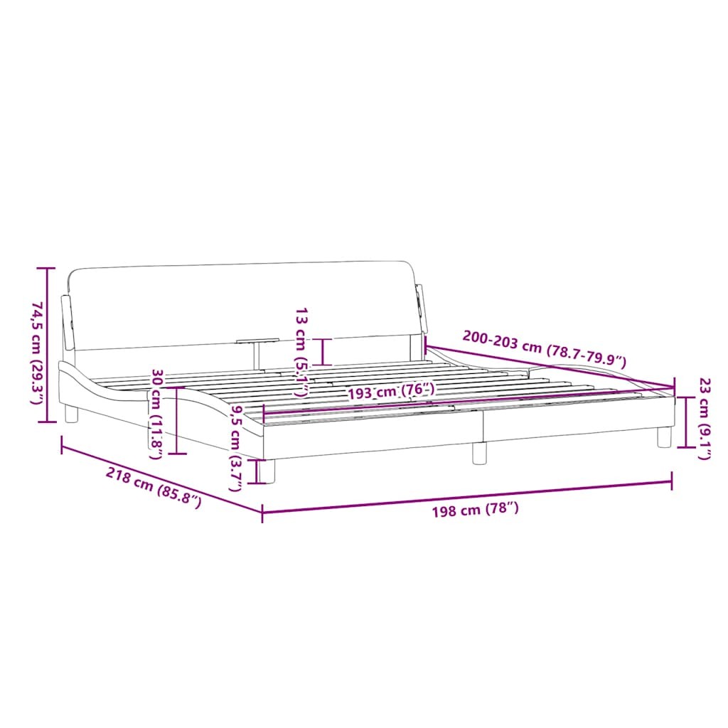 Bed Frame «Dover» Light Gray 76″x79.9″ Fabric vidaXL