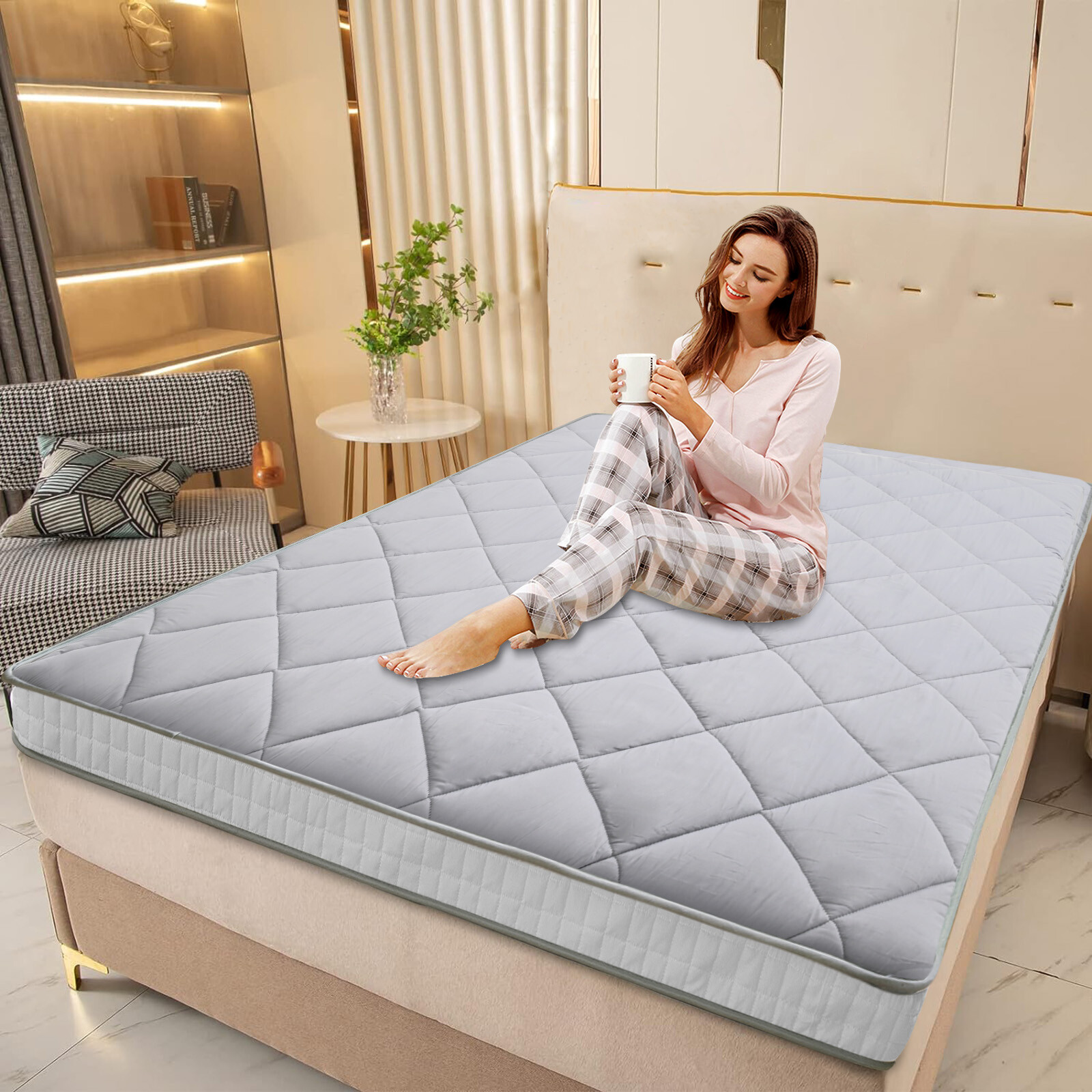 NAIZEA 4″ Thicken Tatami Mat Sleeping Pad Foldable Roll Up Mattress Japanese Pad