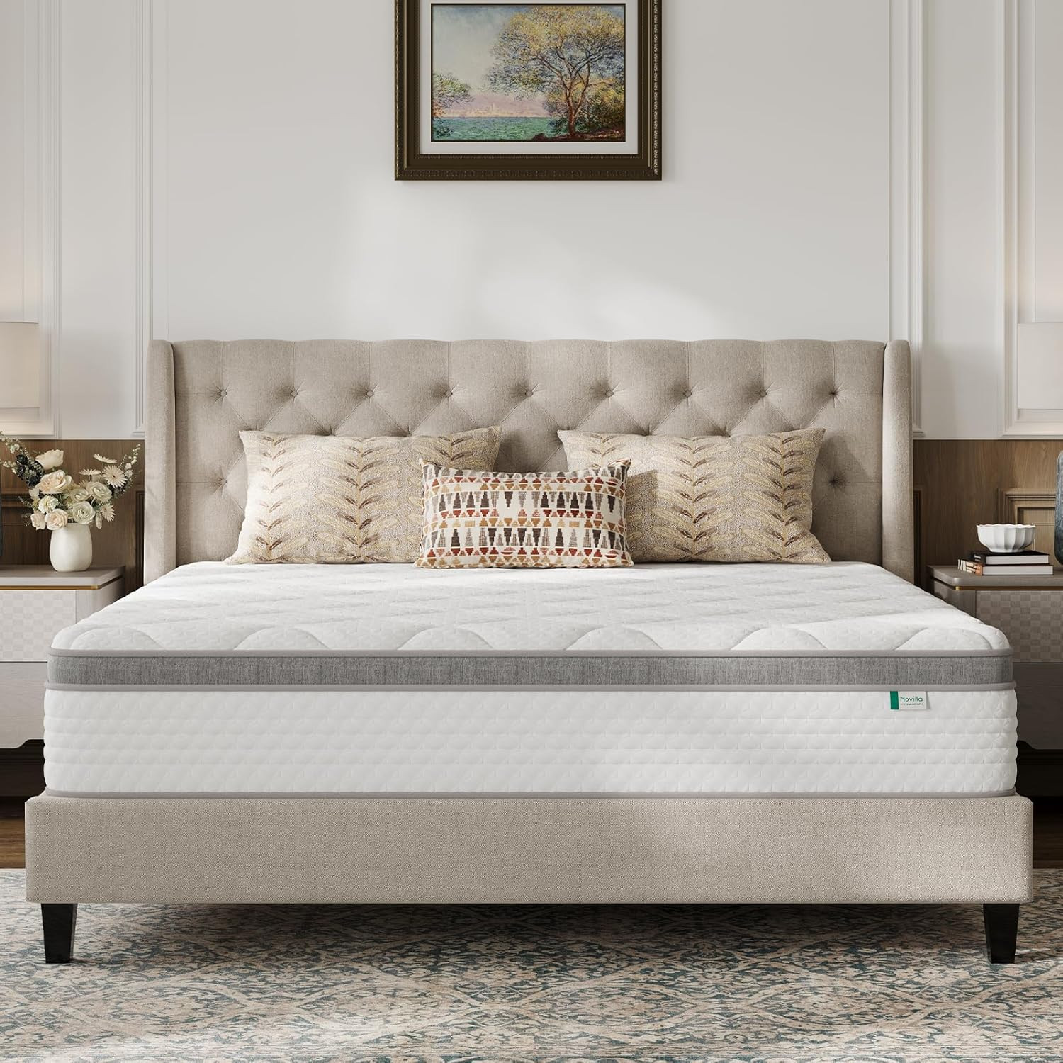 Queen Mattress, 12 Inch Hybrid Mattress Queen with Comfort Foam,Innerspring Pill