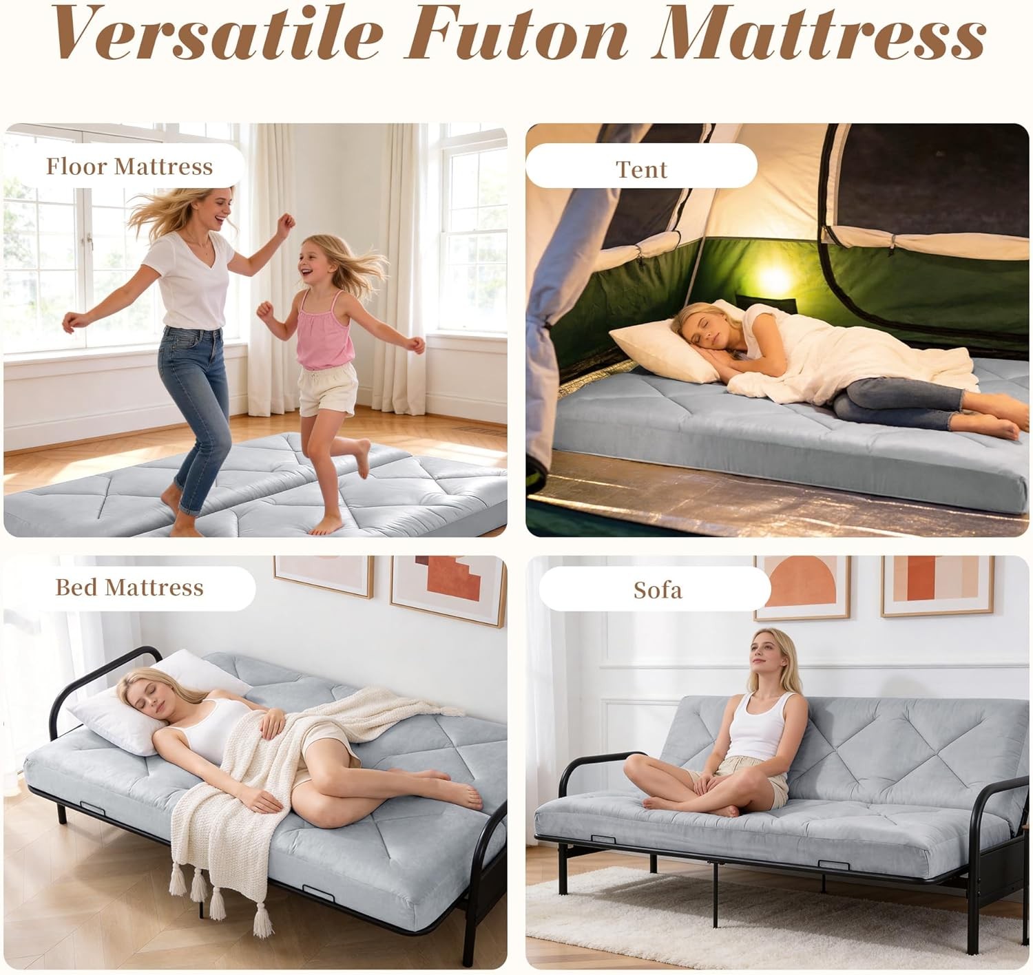 Foldable 6» Full Size Futon Mattr, -Sided Fo Design