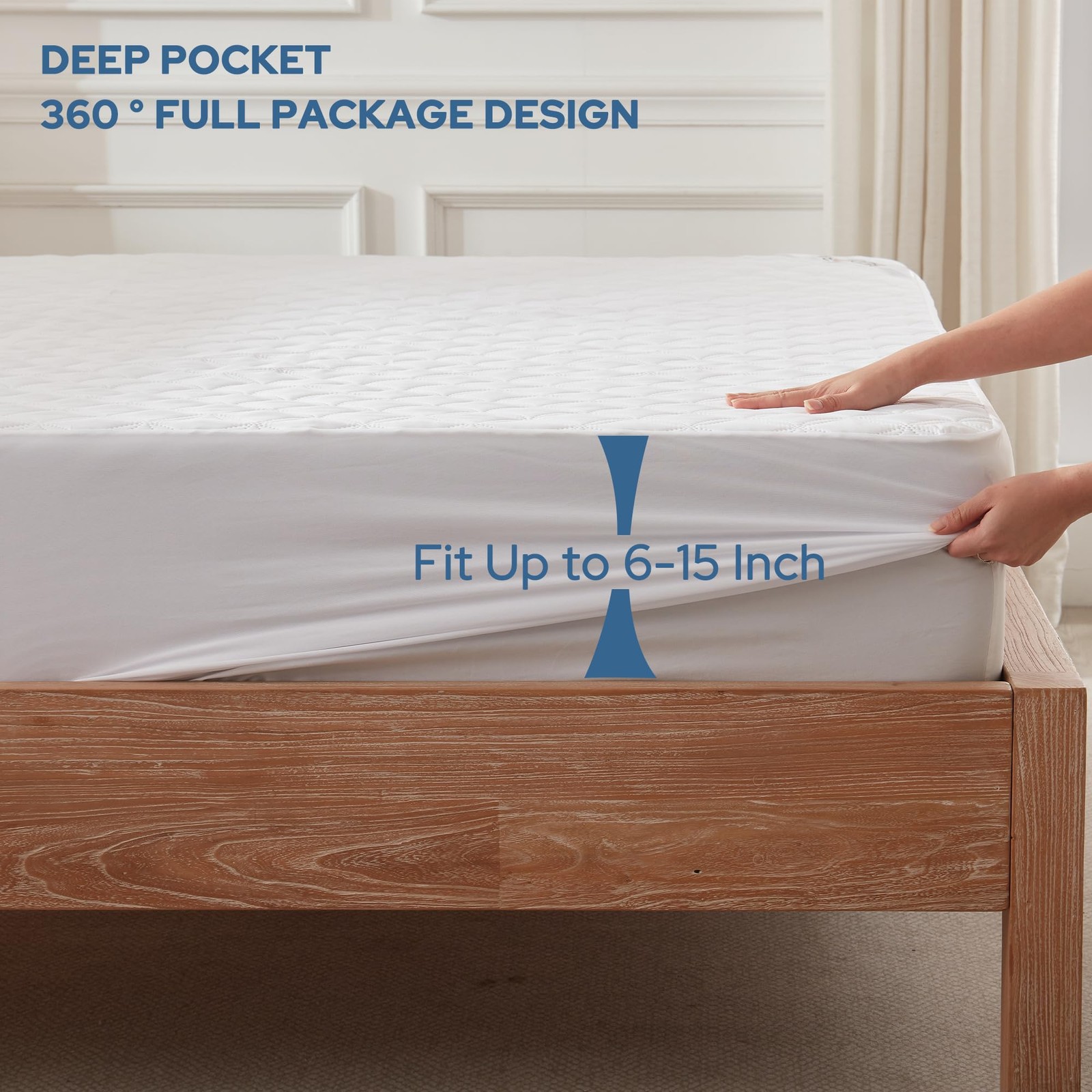 BEDLORE Waterproof Mattress Protector, Twin Size Pad Twin, White