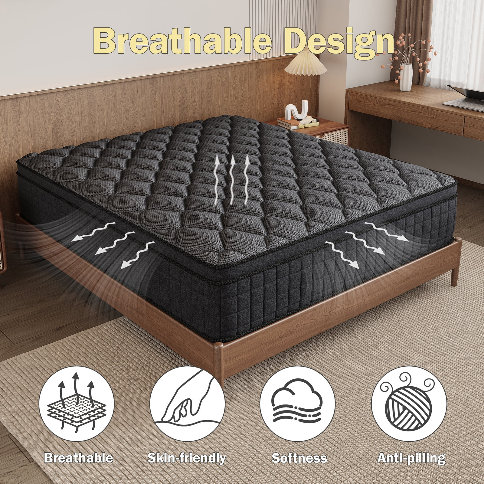 12 Inch Queen Hybrid Mattress in a Box, Cooling Gel Memory Foam Mattress with In
