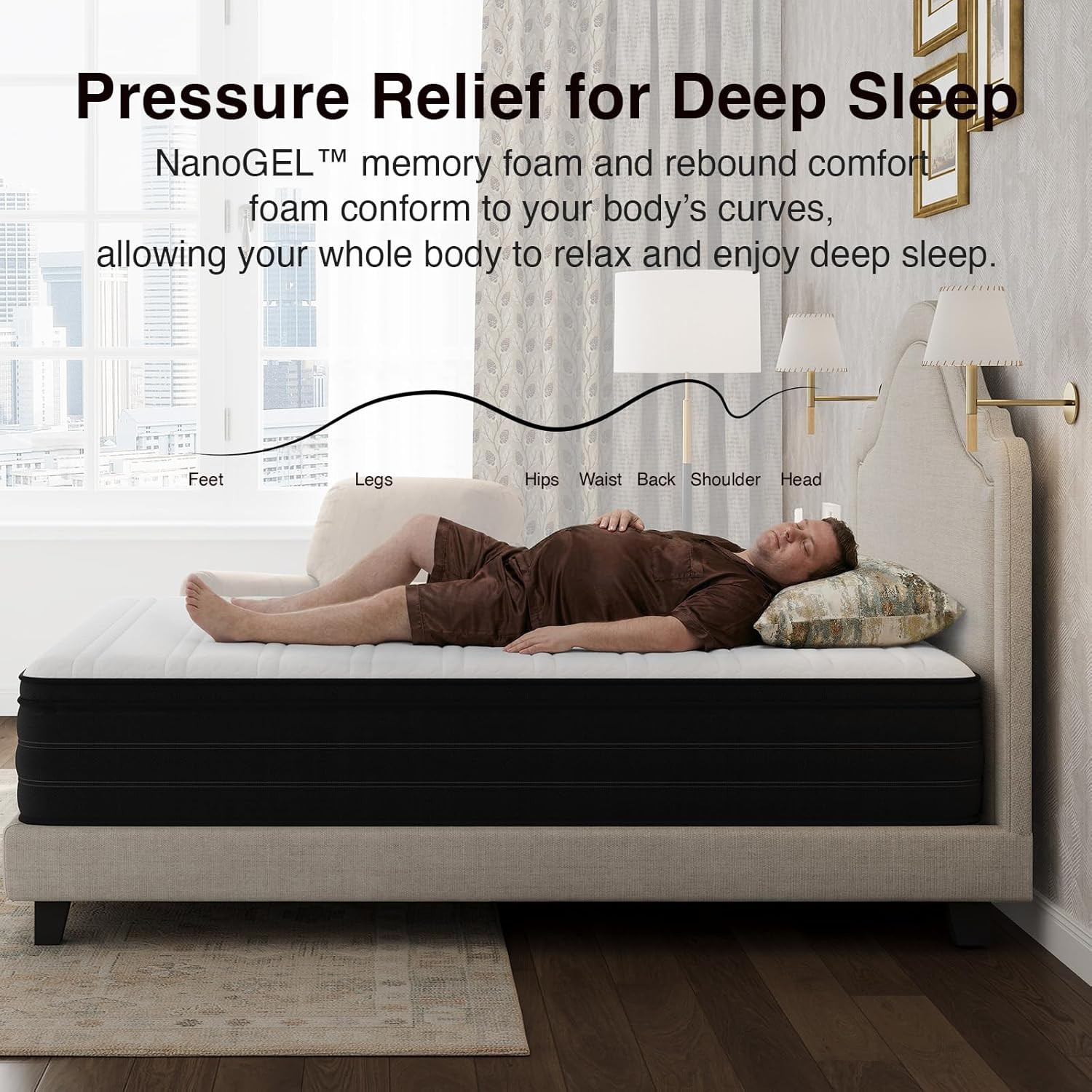 12″ Cooling Hybrid King Mattress with Gel Foam & Motion Isolation