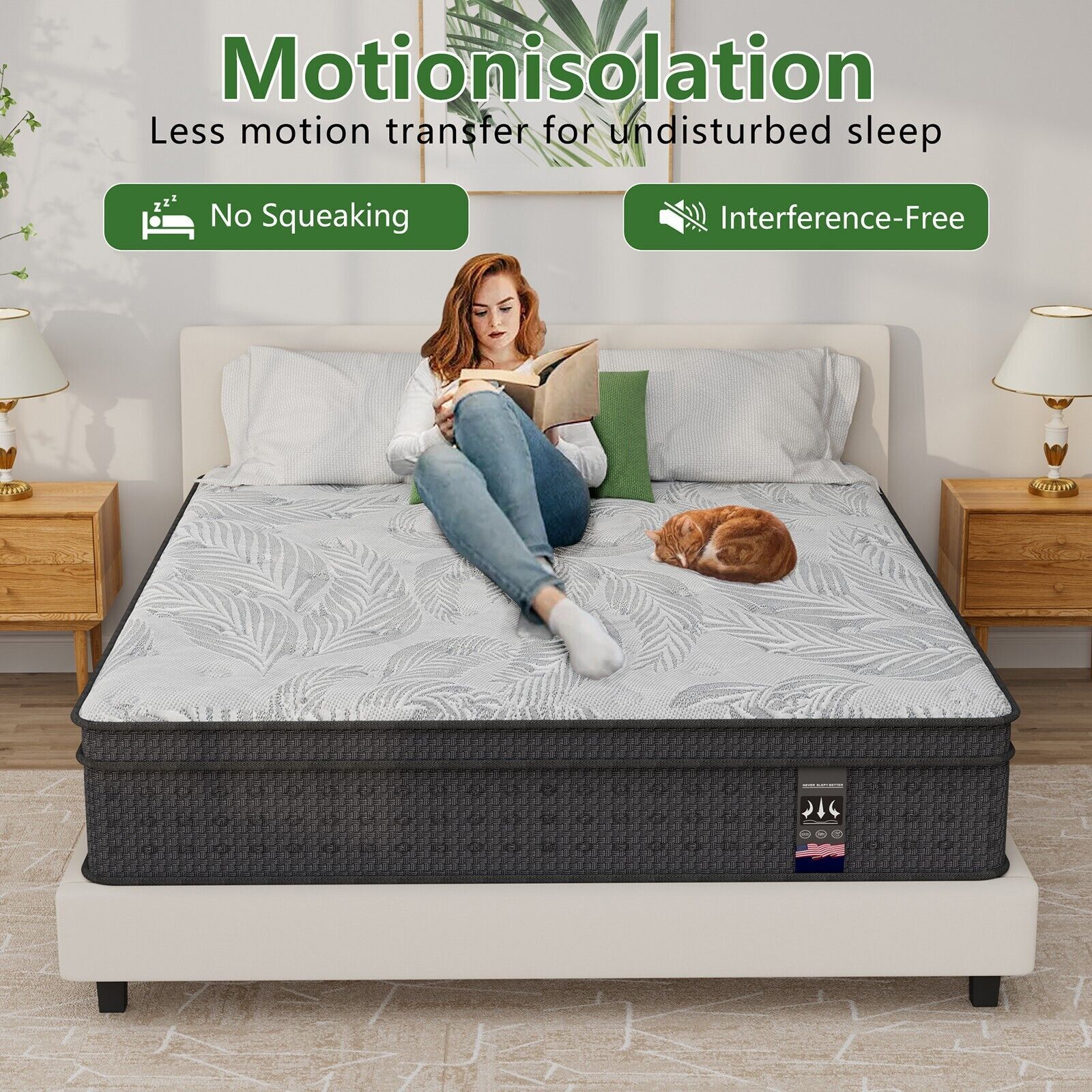 14″ Twin XL Mattress Cooling Gel Memory Foam Twin XL Spring Hybrid Mattress