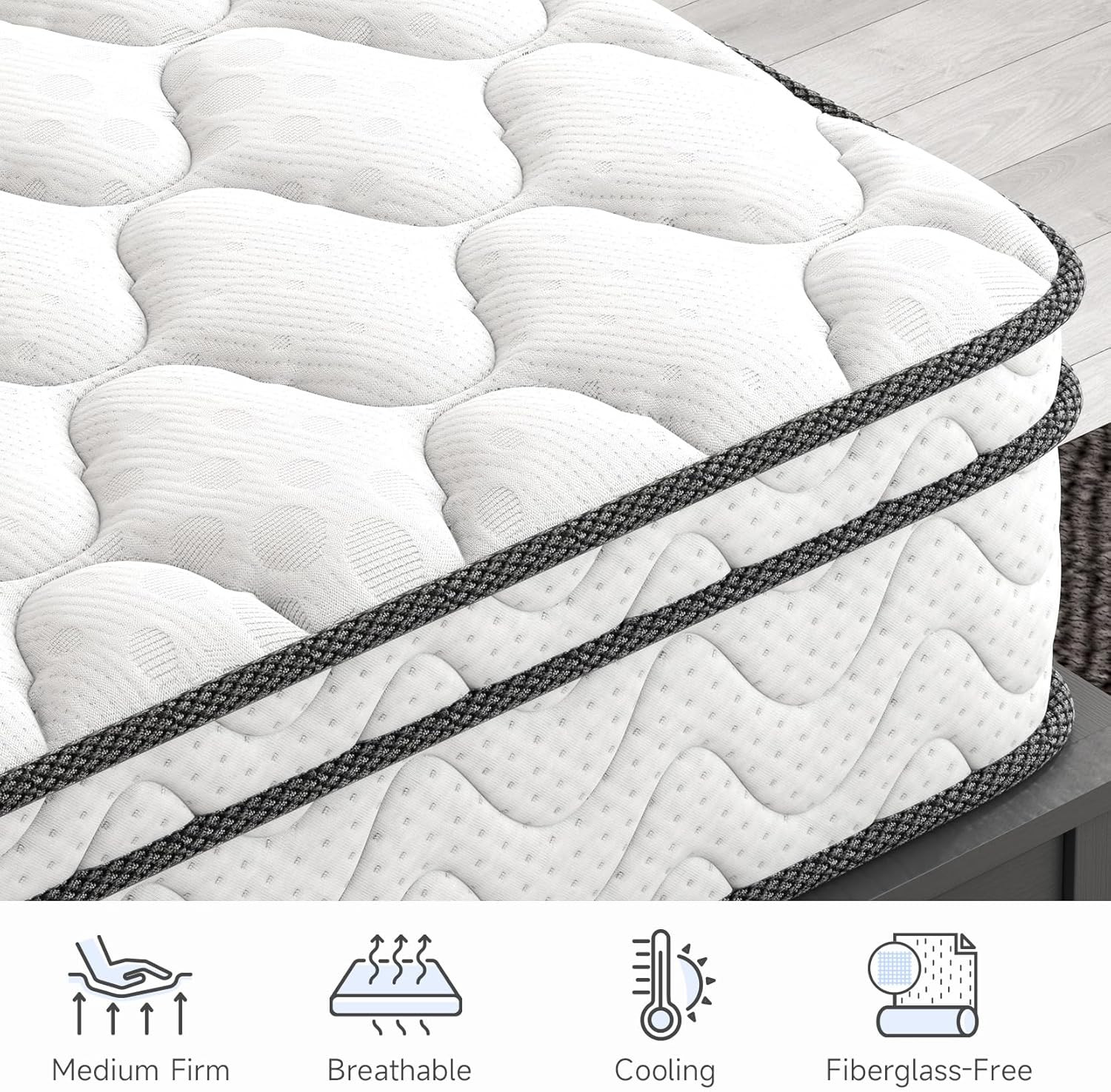 Cool Sleep 10″ Twin Mattress – Memory Foam & Pocket Springs, Ergonomic Design